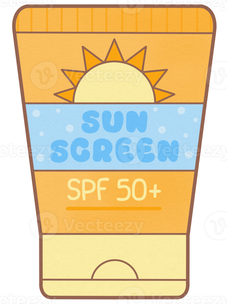 Cute Sun Screen Lotion Summer Element png