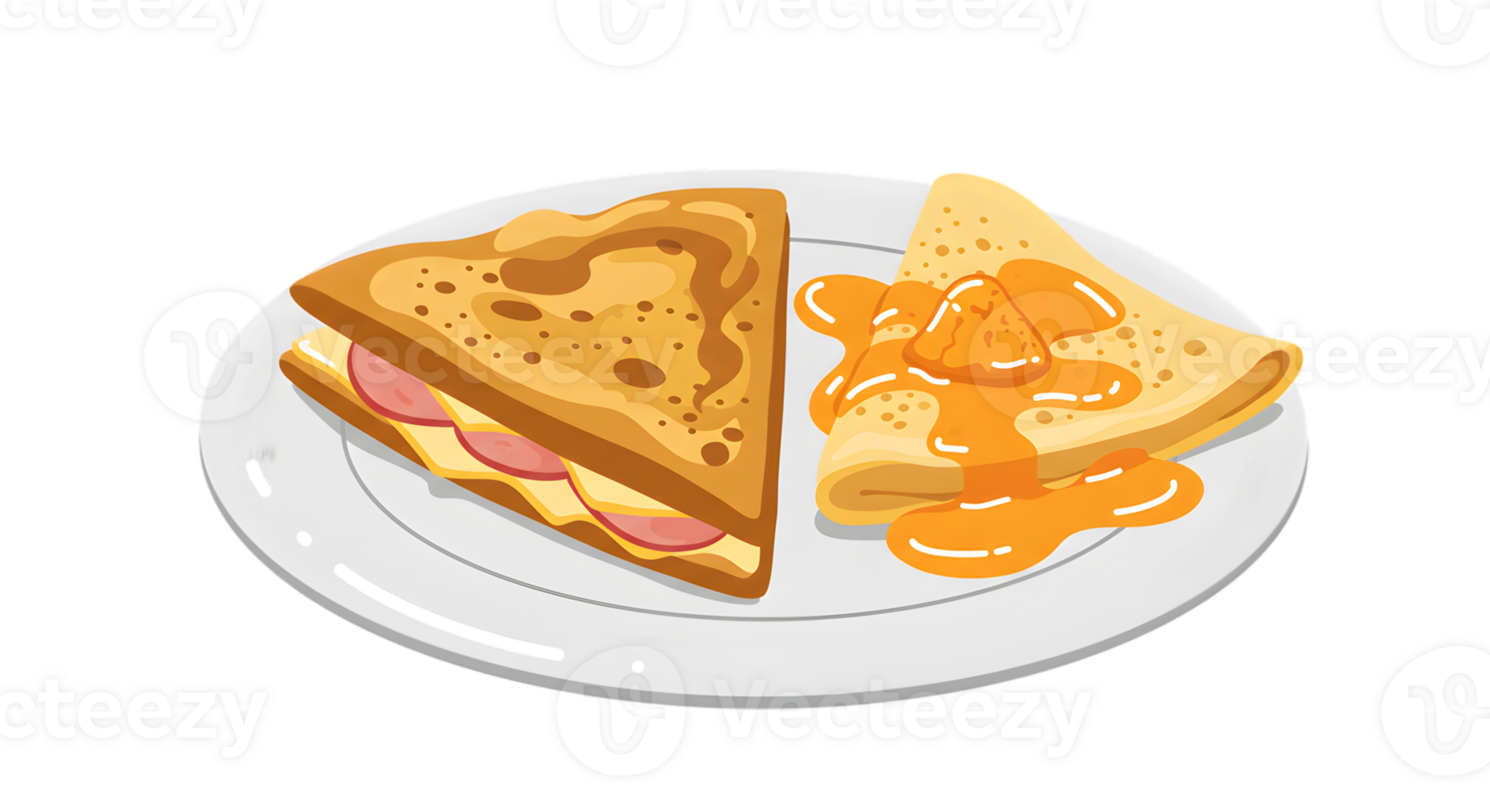 A plate with a sandwich and sauce on it png
