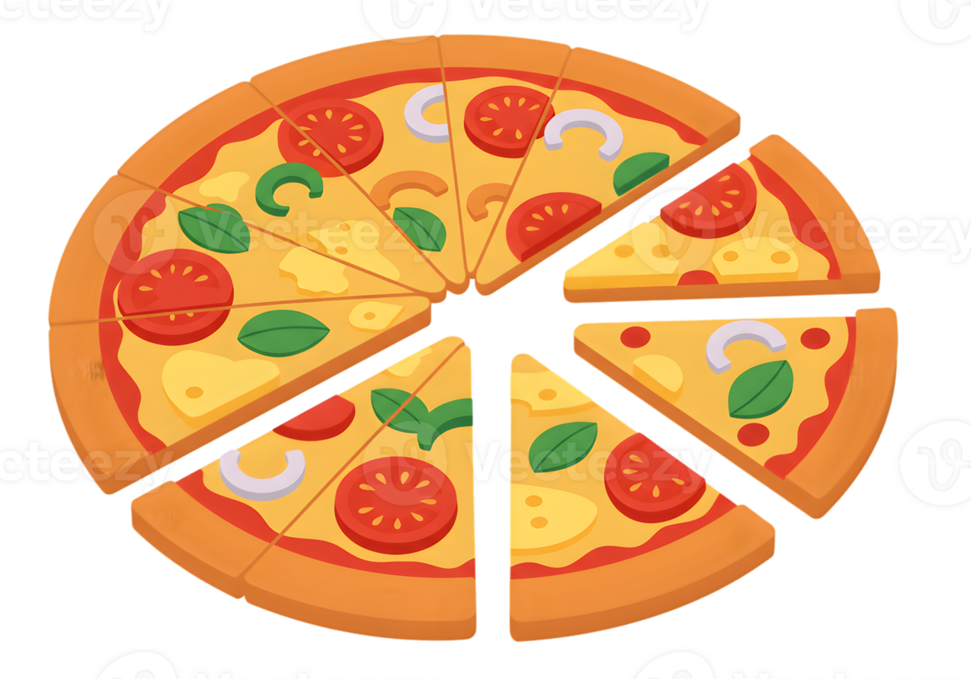 Sliced Pizza With Toppings Illustration png