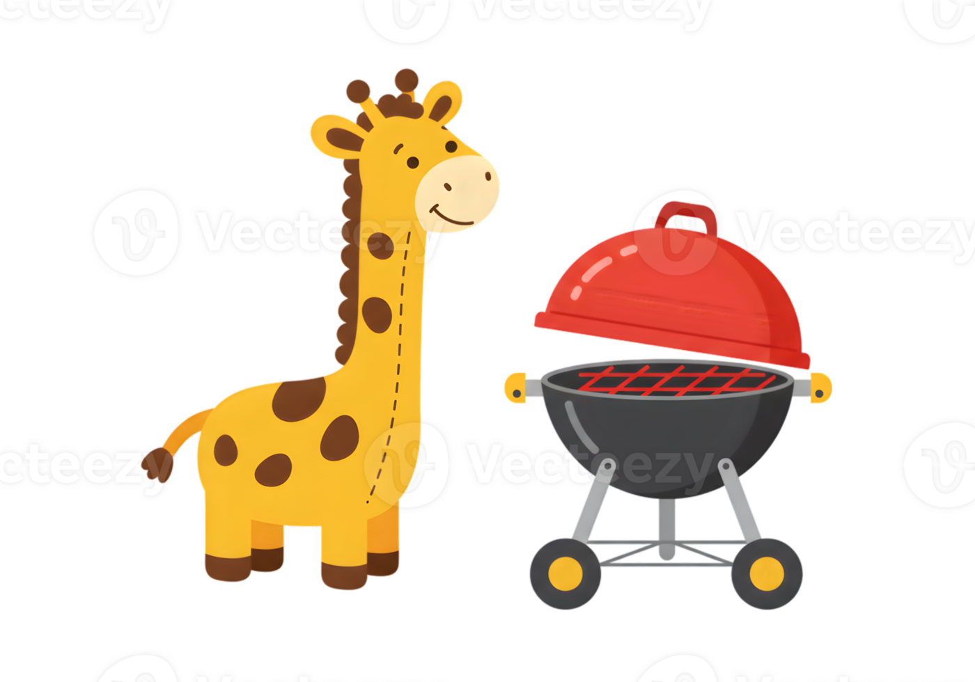 Giraffe Near Grill Cartoon Illustration png