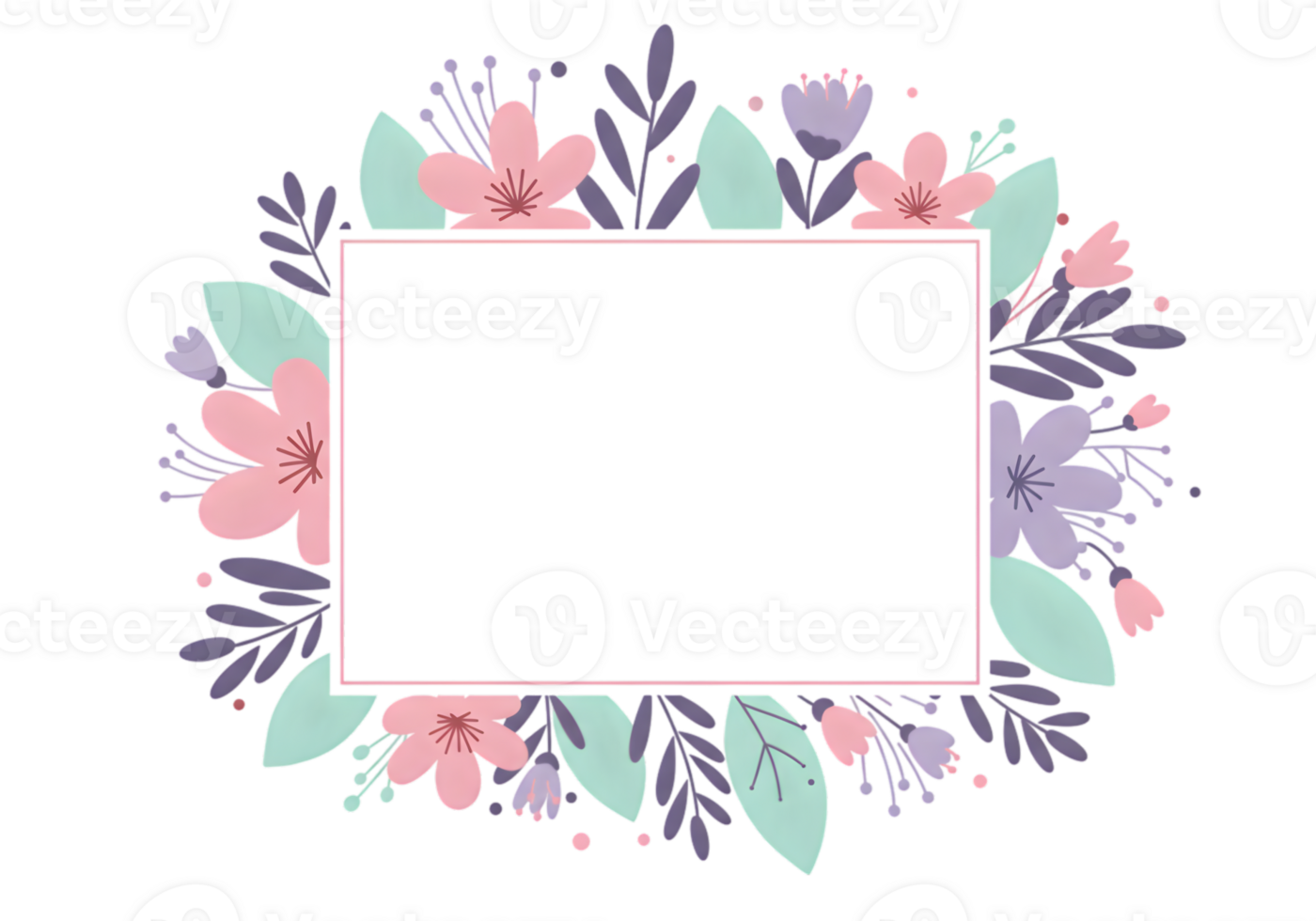 Floral Frame With Pink And Purple Flowers png