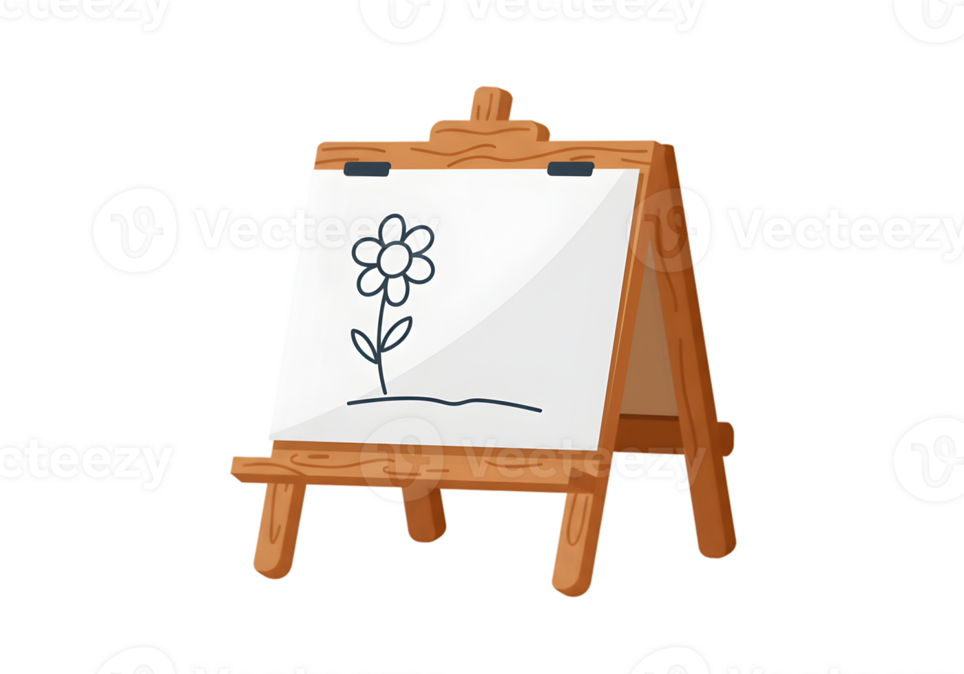 Simple Flower Drawing On Wooden Easel png