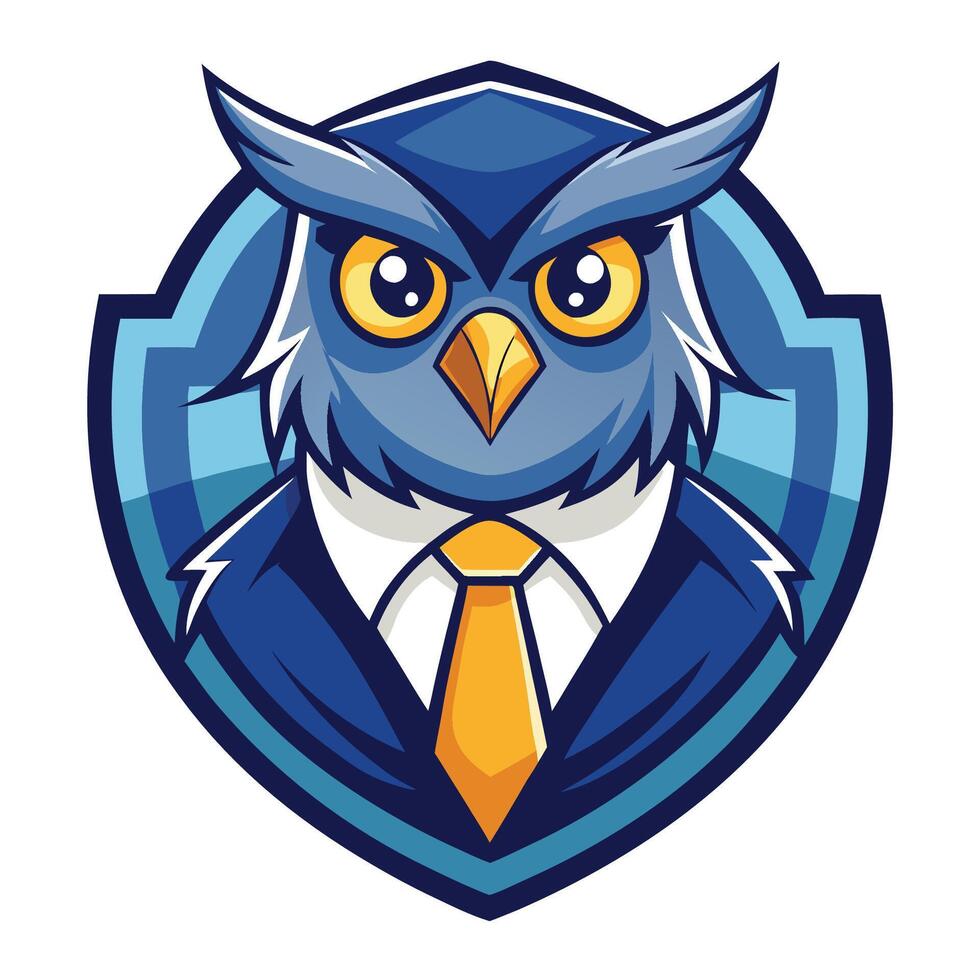 Wise and Knowledgeable Owl Professor Mascot Cartoon Style Logo Illustration vector