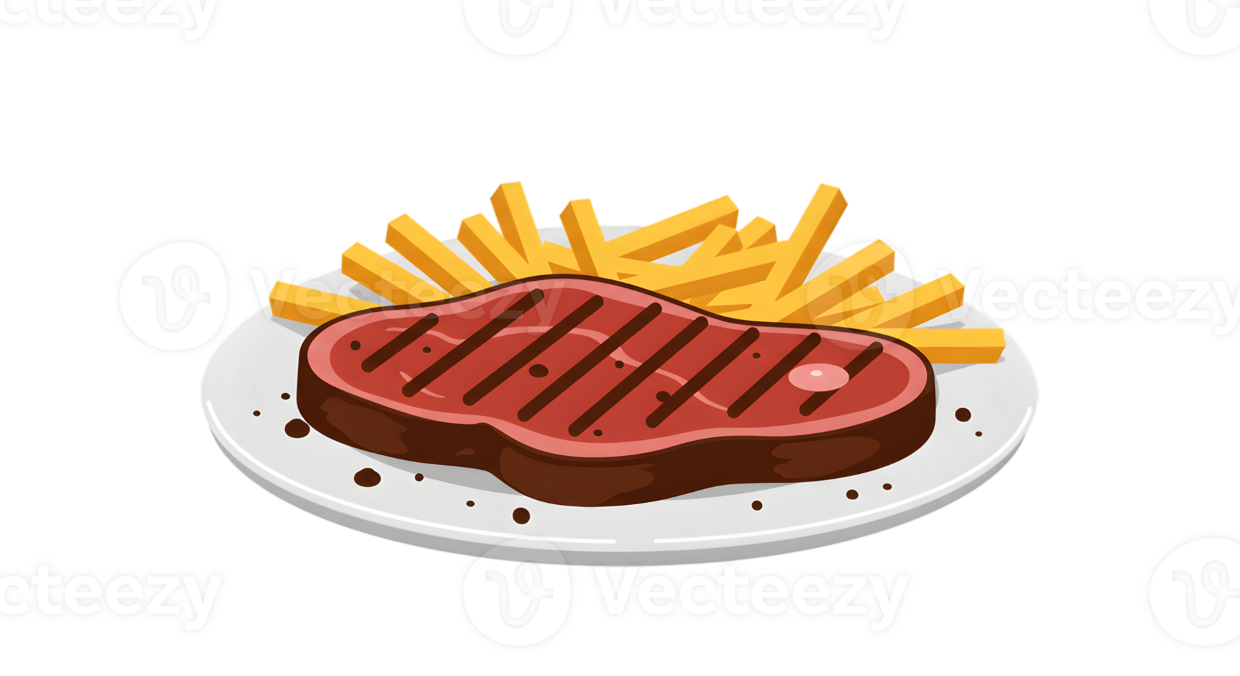 Pixel Art Steak And Fries On Plate png