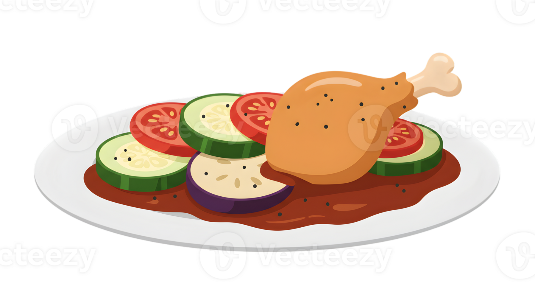 Pixel Art Chicken And Vegetable Dish On Plate png