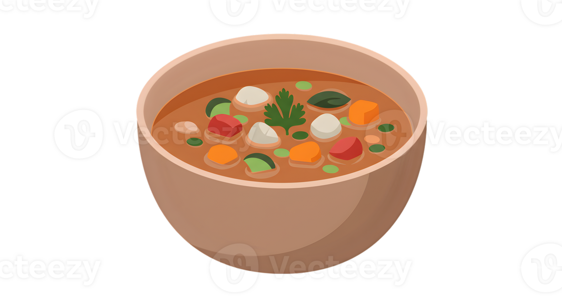 Colorful Vegetable Soup In Bowl Illustration png