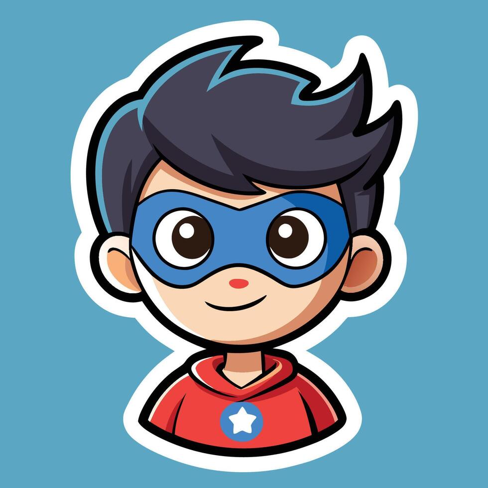 Adorable Sticker of a Child Wearing a Protective Face Mask Character vector