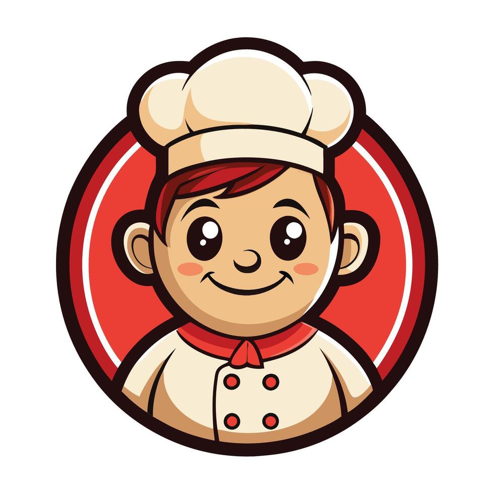 Cartoon Style Little Chef Mascot Logo Illustration vector