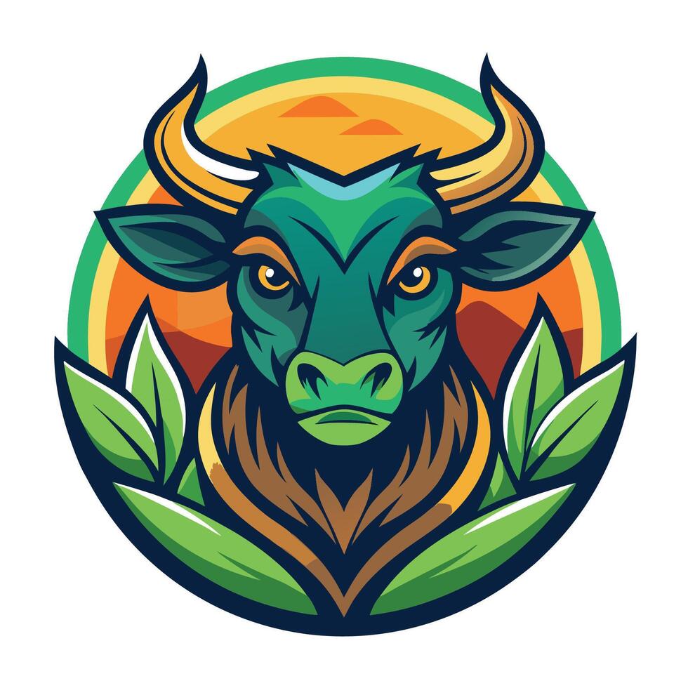 Gradient Nature Bull Logo Illustration A Colorful and Majestic Design vector