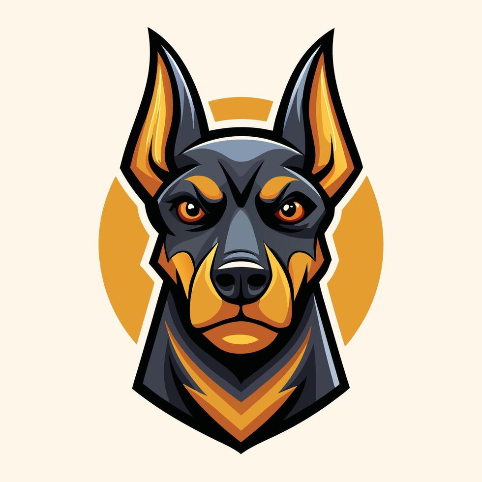 Fierce and Friendly Logo Illustration of a Cartoon Doberman Mascot vector