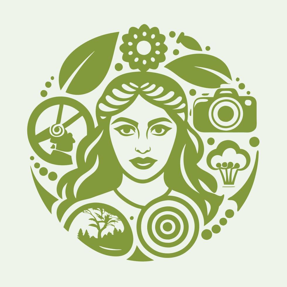 Photography Logo Depicting Female Empowerment with Storytelling Narrative vector