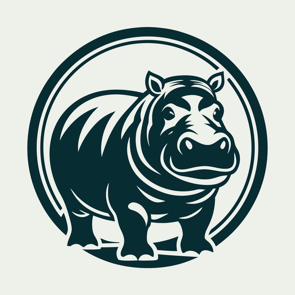 Captivating Silhouette Style Logo of a Mighty Hippopotamus vector