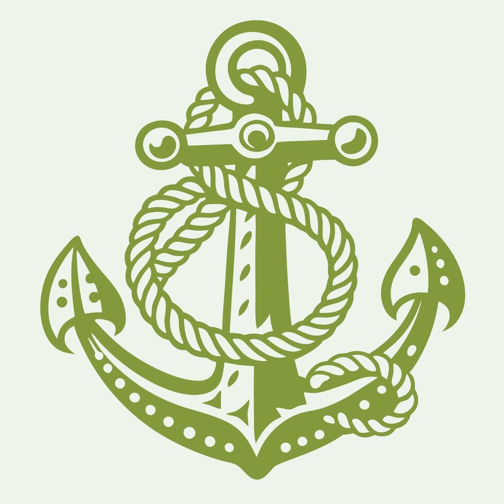 Hand Drawn Anchor with Rope on an Isolated White Background vector