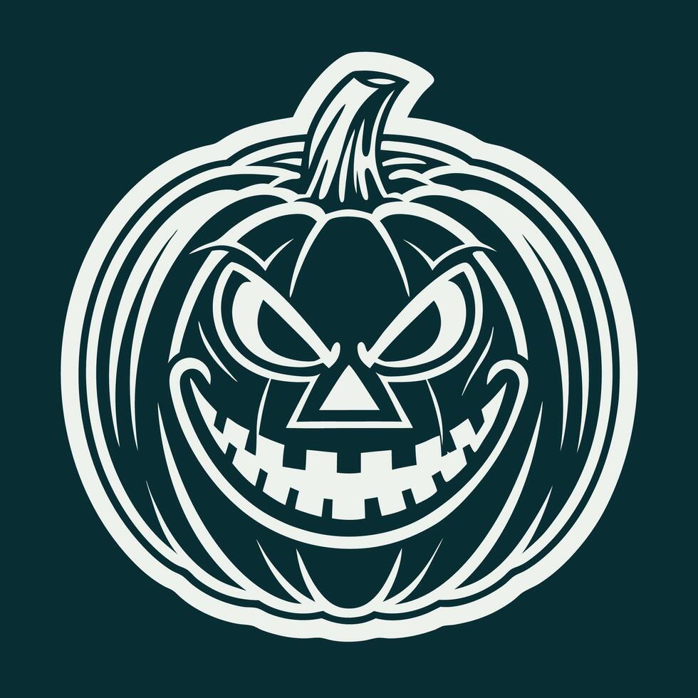 Grinning Halloween Pumpkin with Black Outline vector