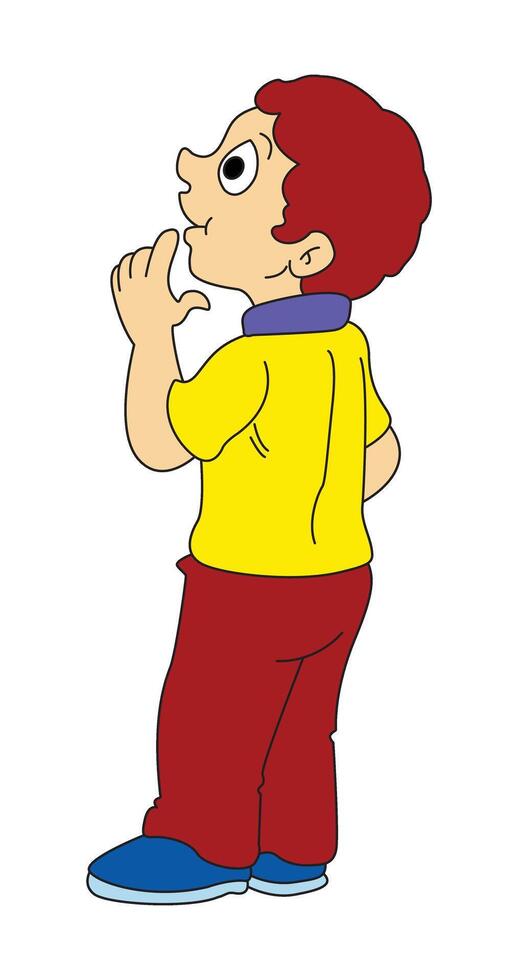 The boy is thinking about something vector
