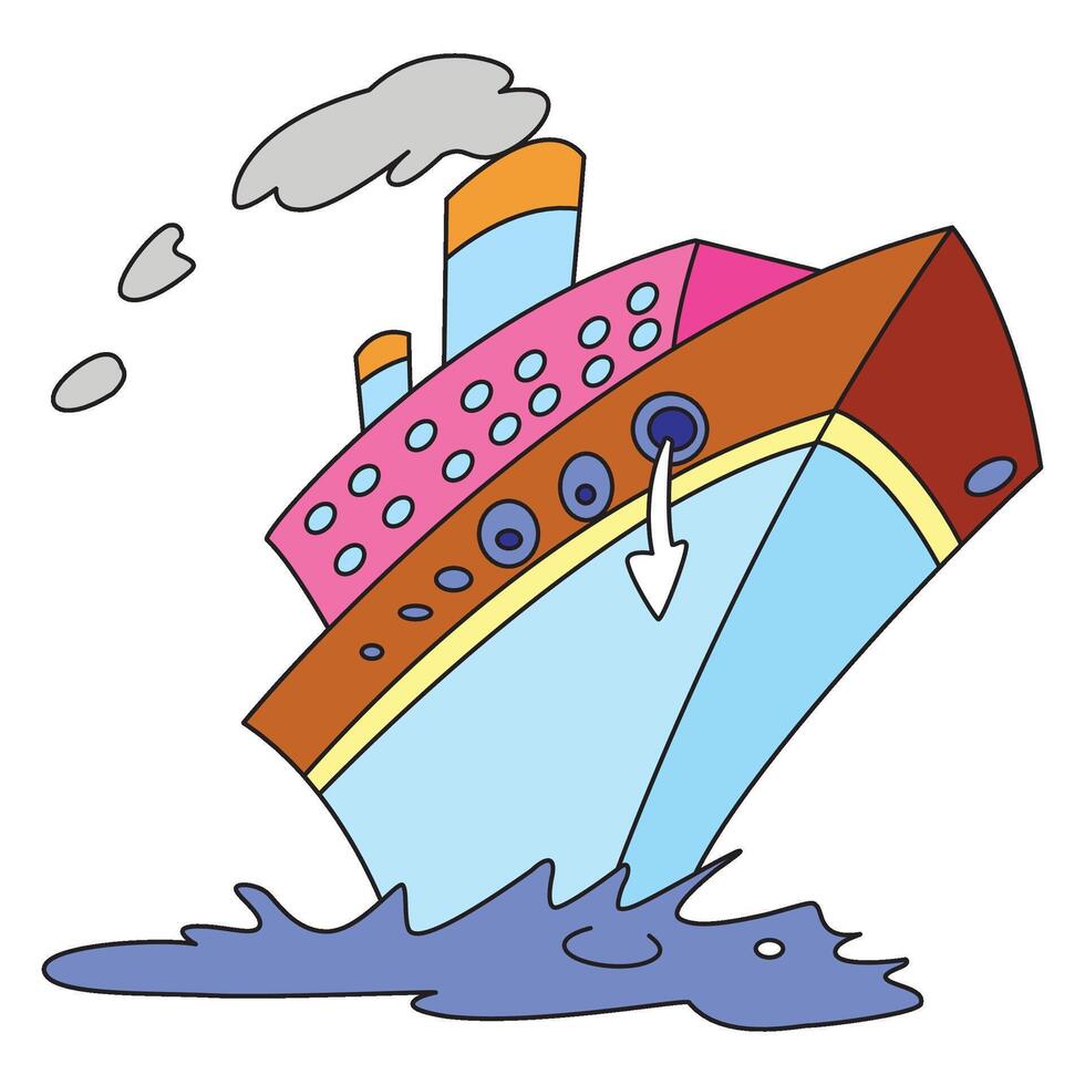 Tugboat floating isolated on white background vector