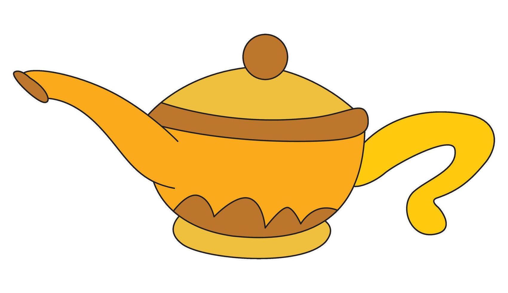 Golden magic lamp isolated on white background vector