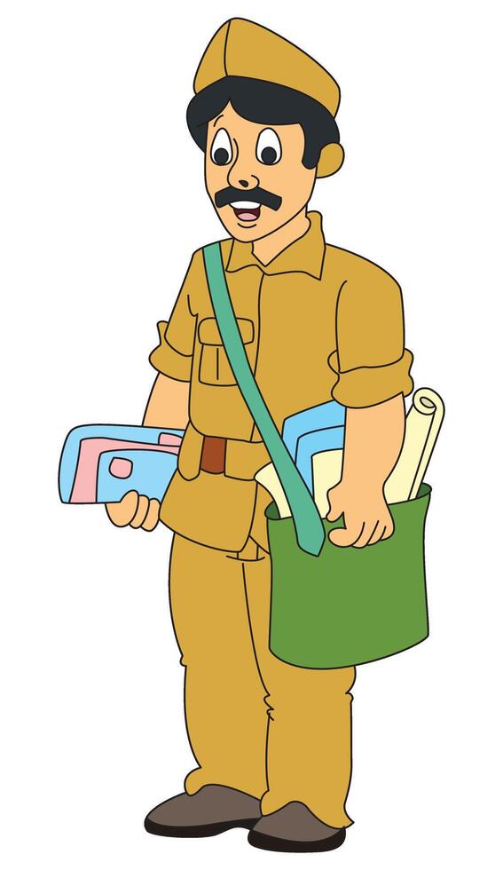 A indian postman smiling illustration vector