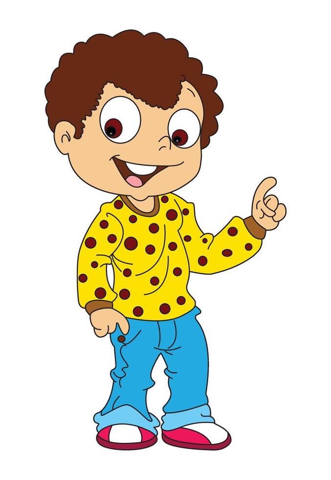 A boy laughing out loudly pointing vector