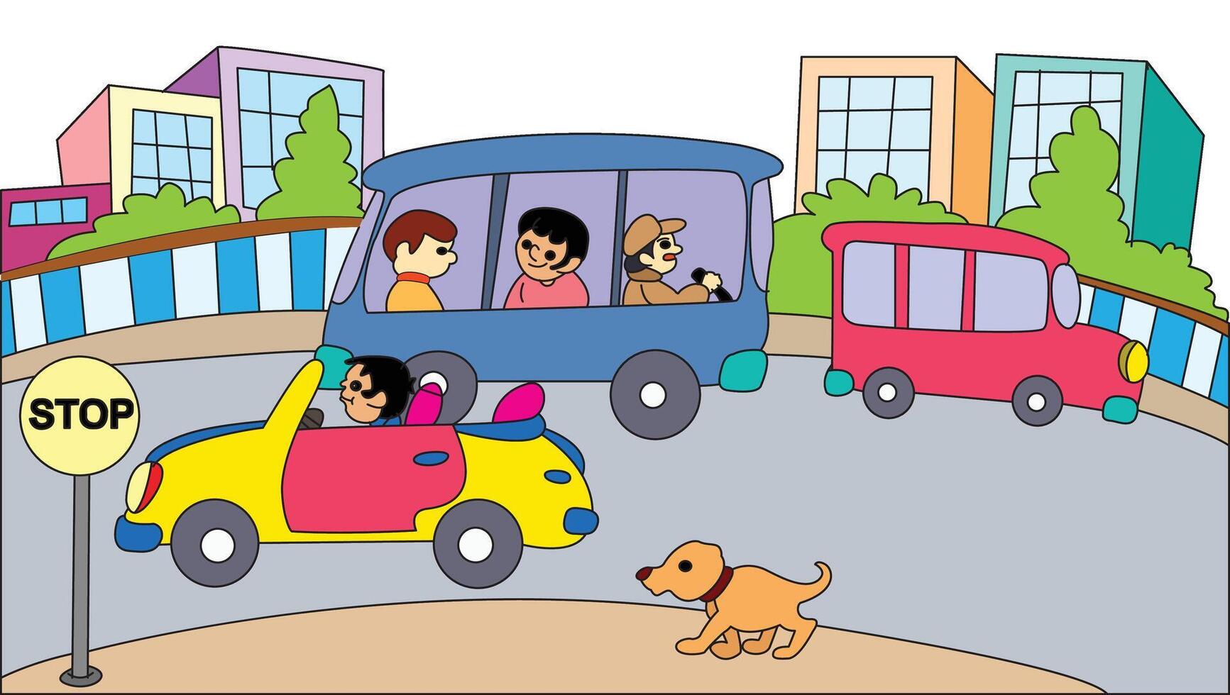 illustration traffic road car vector