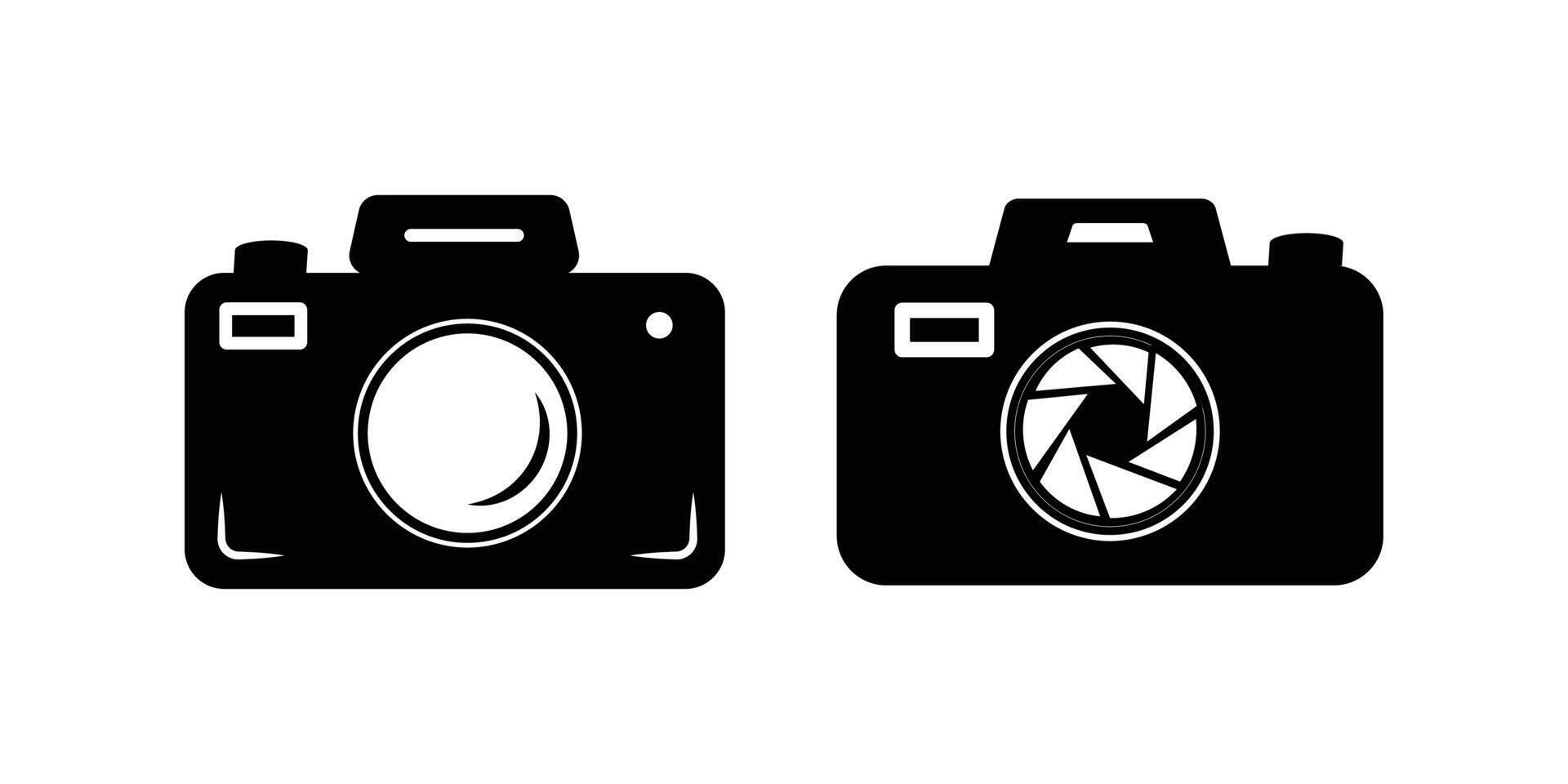 Two black and white cameras on a white background vector