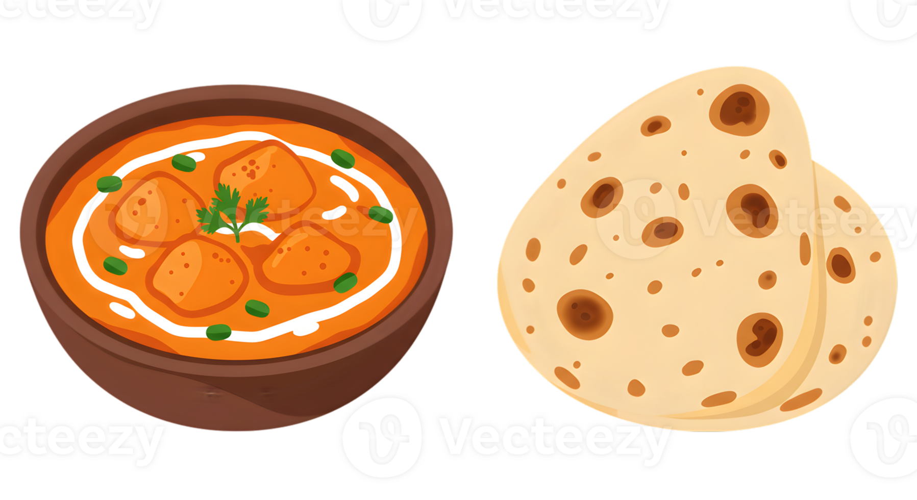 Pixel Art Indian Butter Chicken And Naan png