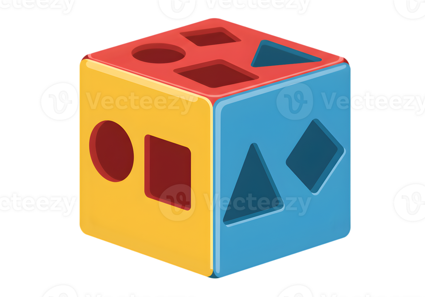 A colorful cube with shapes on it png