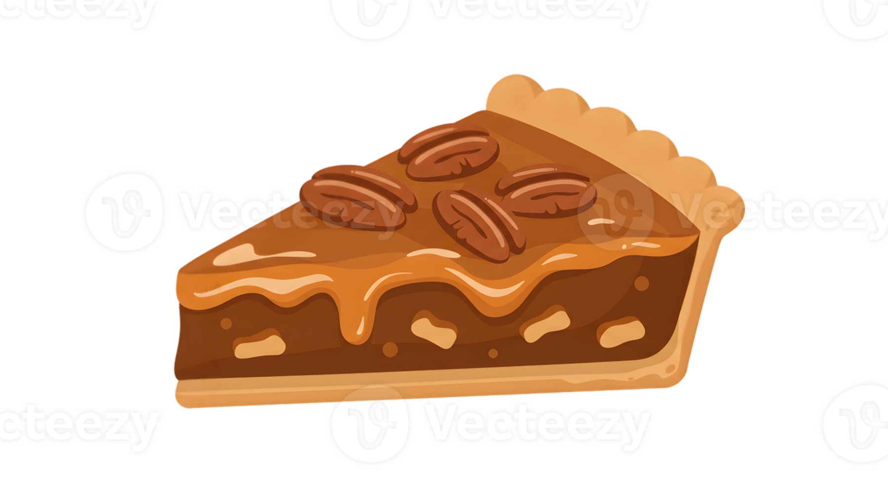 Caramel Pecan Pie Slice Illustration png