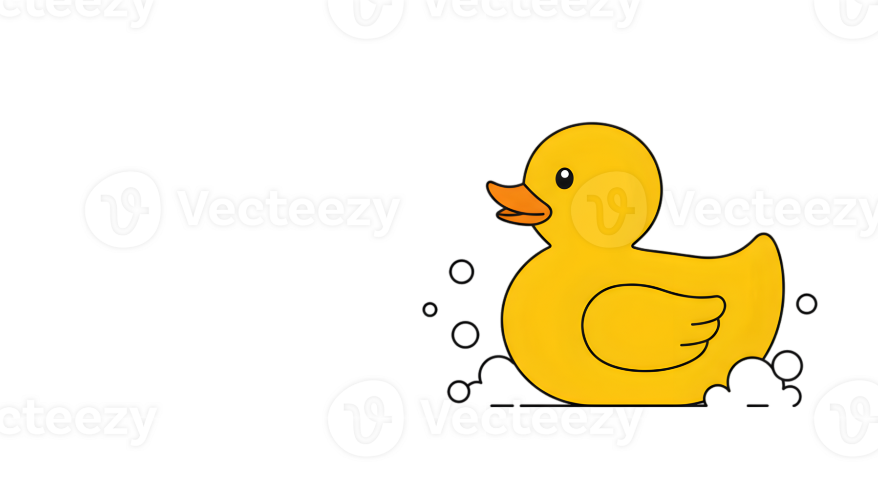 Cute Yellow Rubber Duck With Bubbles png