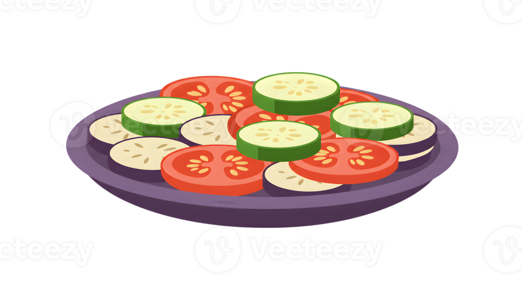 Pixel Art Display Of Sliced Vegetables On Purple Plate png