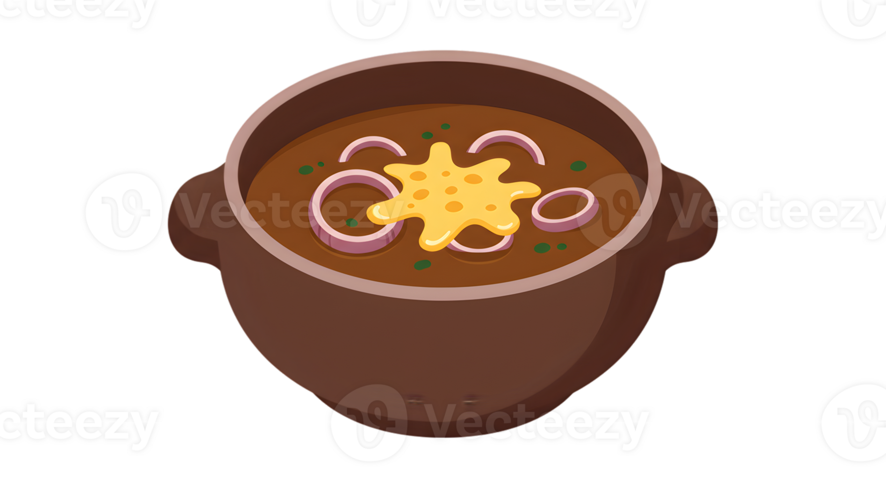 Pixel Art Illustration Of Brown Soup In Bowl With Cheese And Onion png