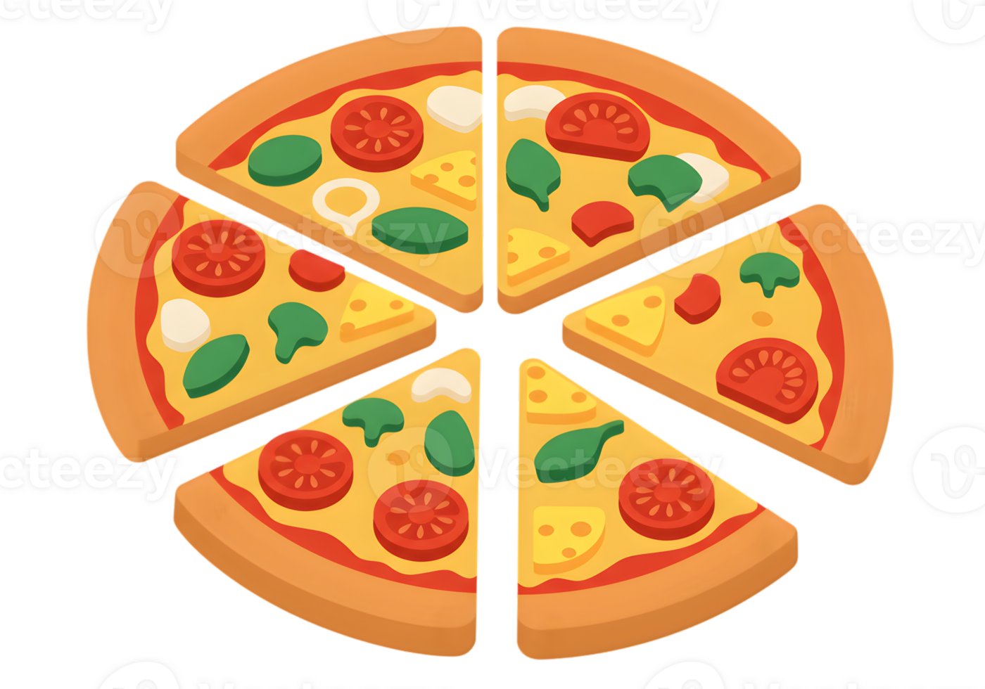 Colorful Pizza Slices Graphic Design png