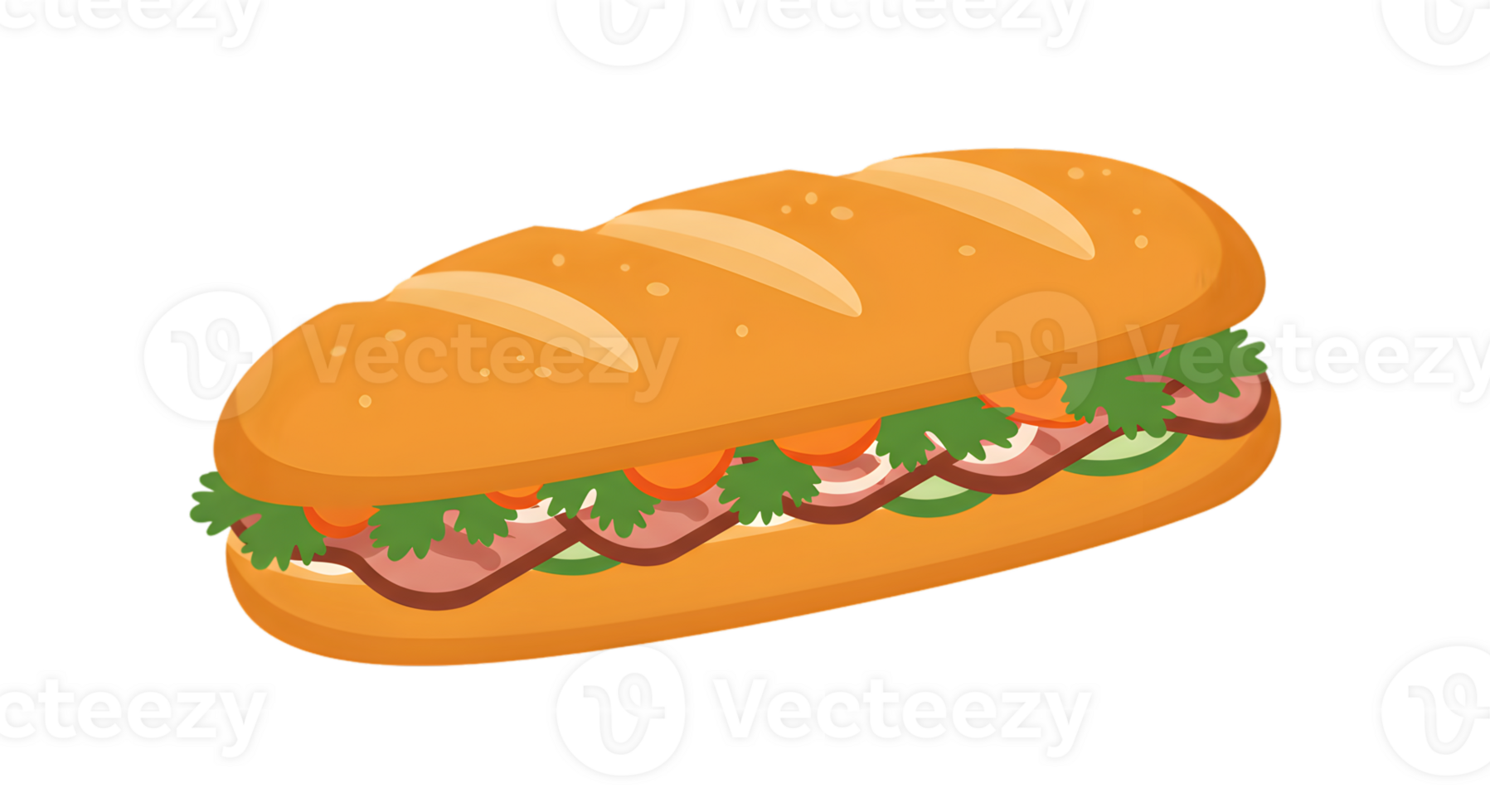 A sandwich with meat and vegetables on it png