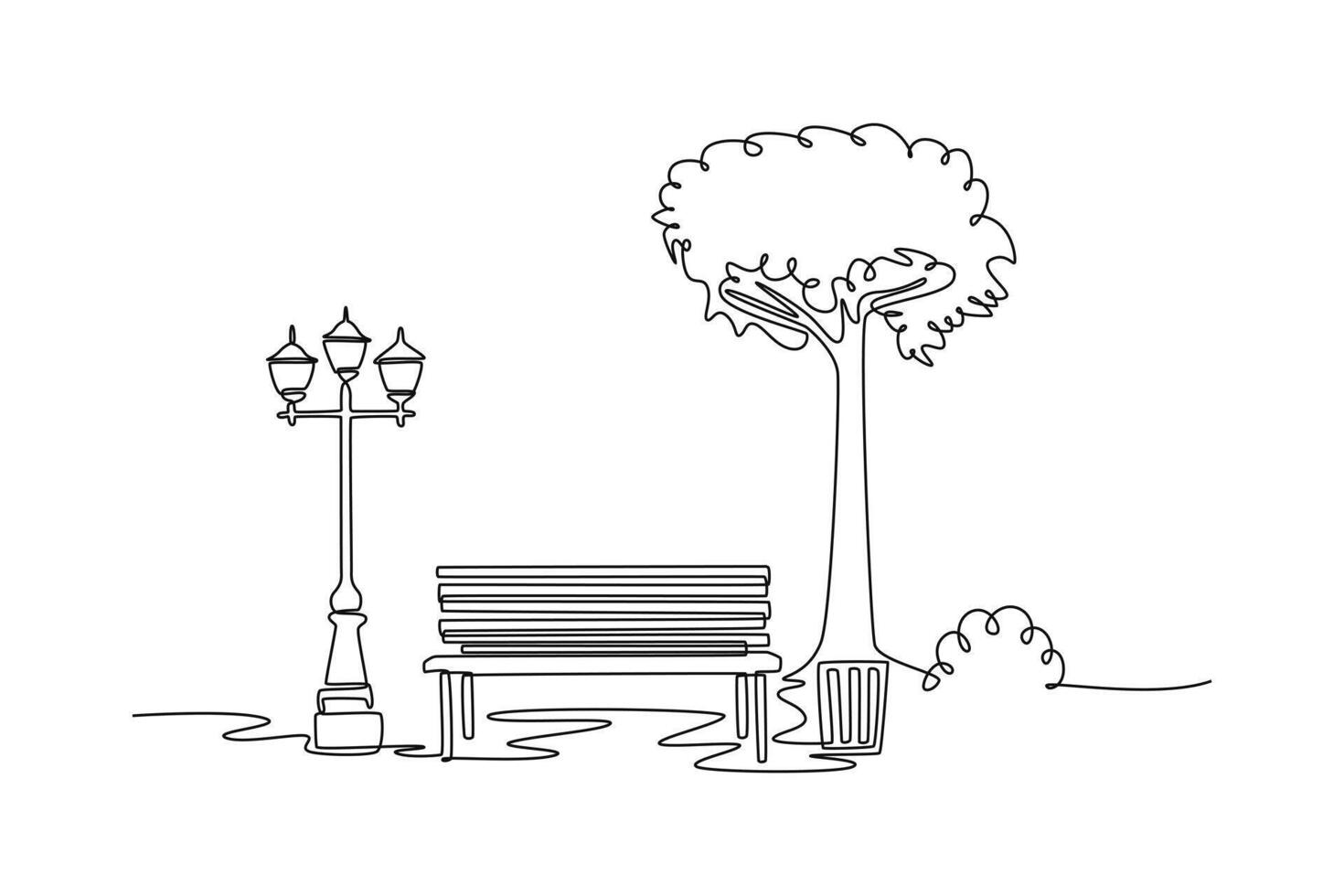 Park concept. Single line draw design. graphic illustration vector