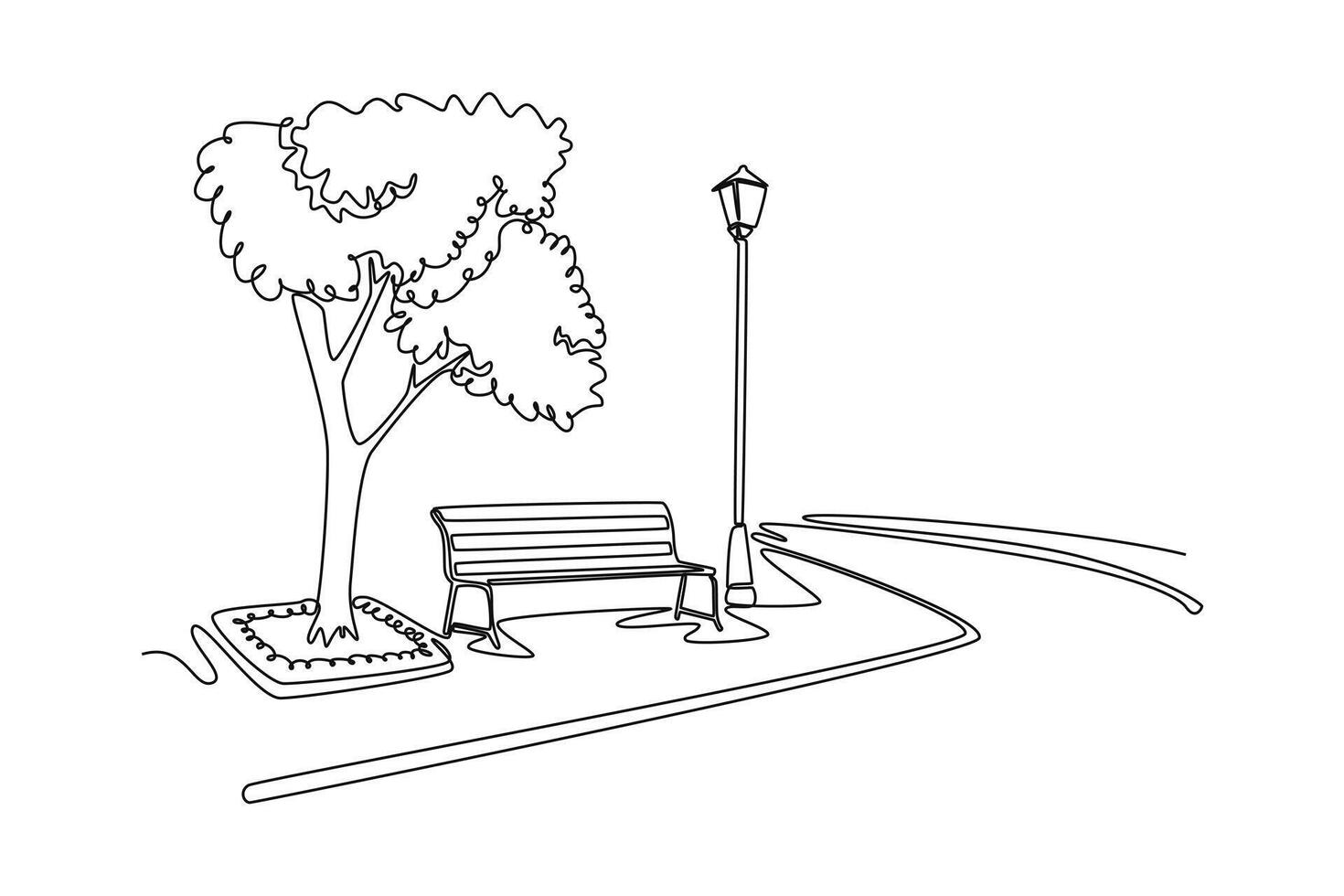 Street road city park. Park concept. Single line draw design. graphic illustration vector