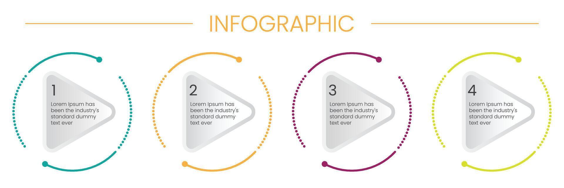 Business infographic thin line process with triangle template design with icons and 4 options or steps. vector