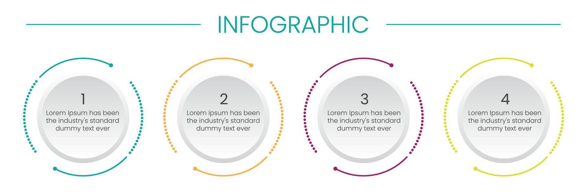 Business infographic thin line process with circle template design with icons and 4 options or steps. vector