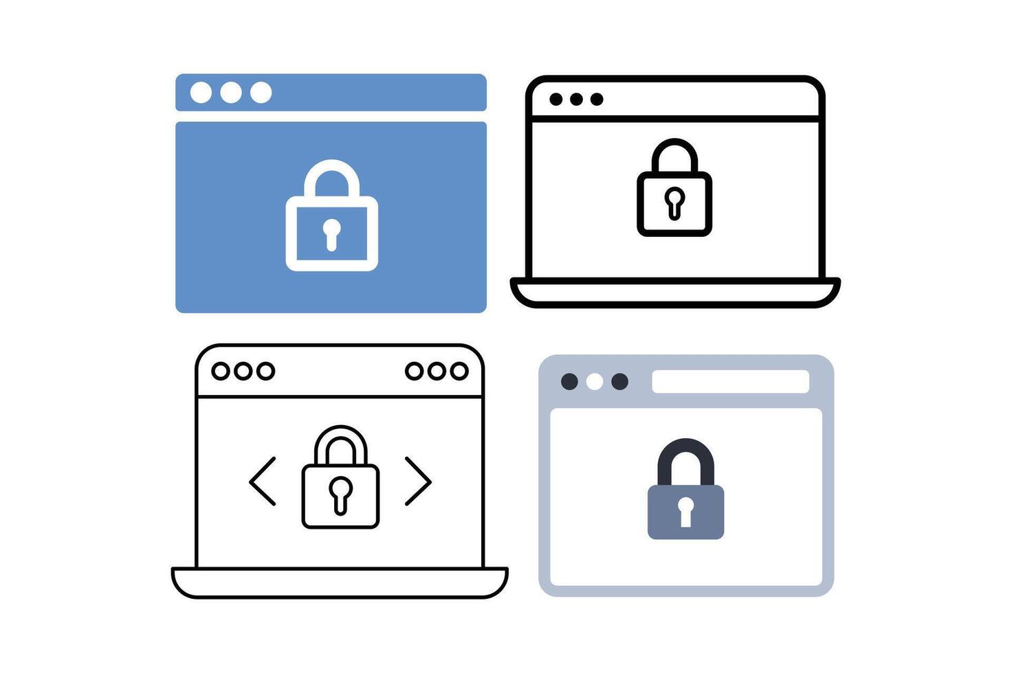Cybersecurity Lock Icon Collections, cybersecurity padlock icon, secure server lock symbol, padlock on web icon, secure website icon vector