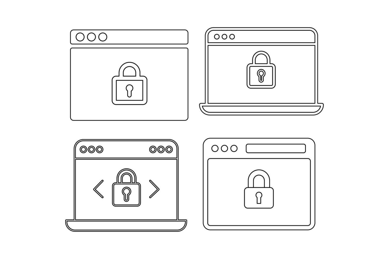 Digital Lock Icon Collections, cybersecurity padlock icon, secure server lock symbol, padlock on web icon, secure website icon vector