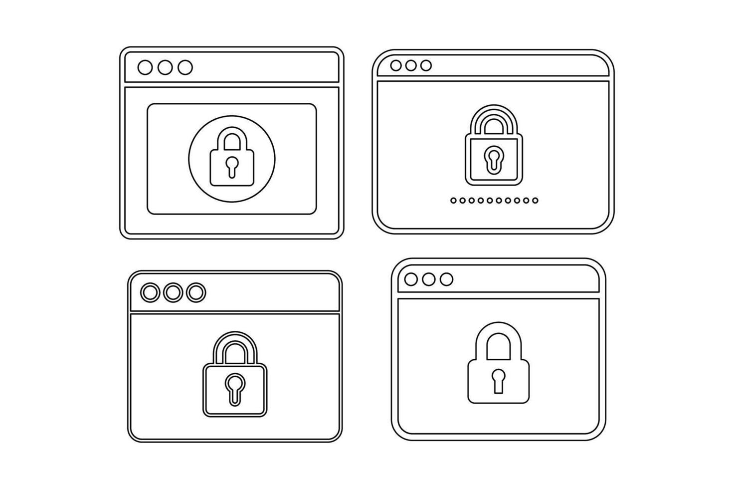Secure Web Icon Collections, cybersecurity padlock icon, secure server lock symbol, padlock on web icon, secure website icon vector