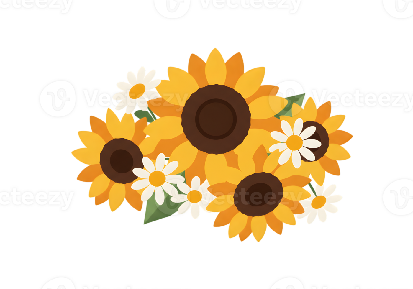 Colorful Sunflower And Daisy Bouquet png