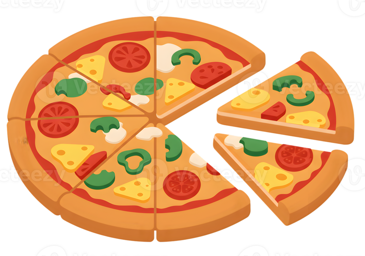 Sliced Pizza With Toppings png