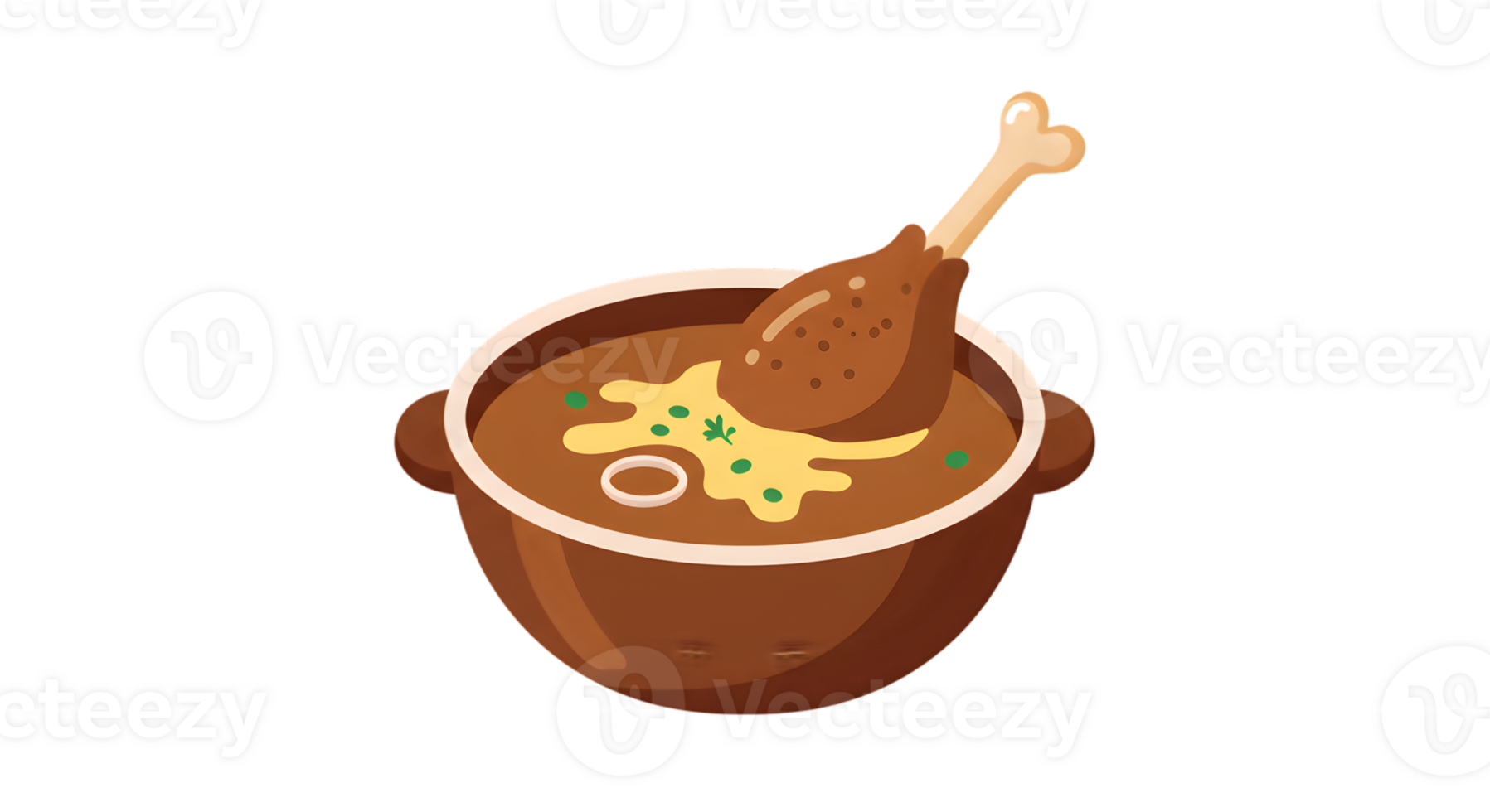 Chicken Soup In A Brown Pot Illustration png