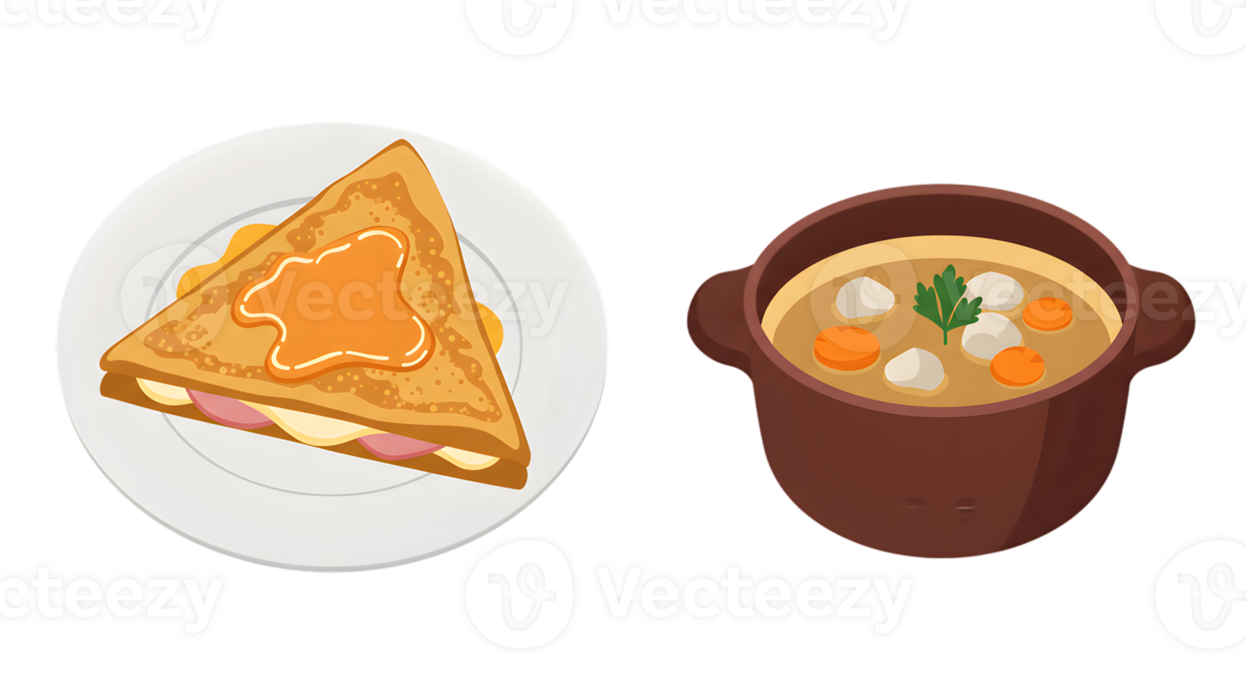 Pixel Art Sandwich And Soup Dish Illustration png