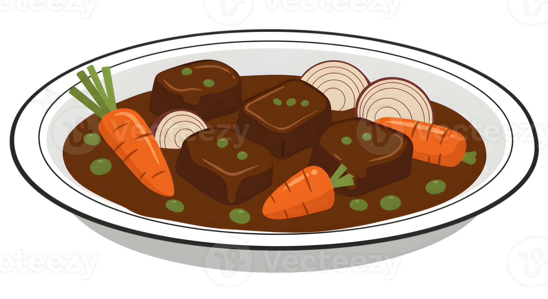 Pixelated Beef Stew In Dish With Carrots And Peas png