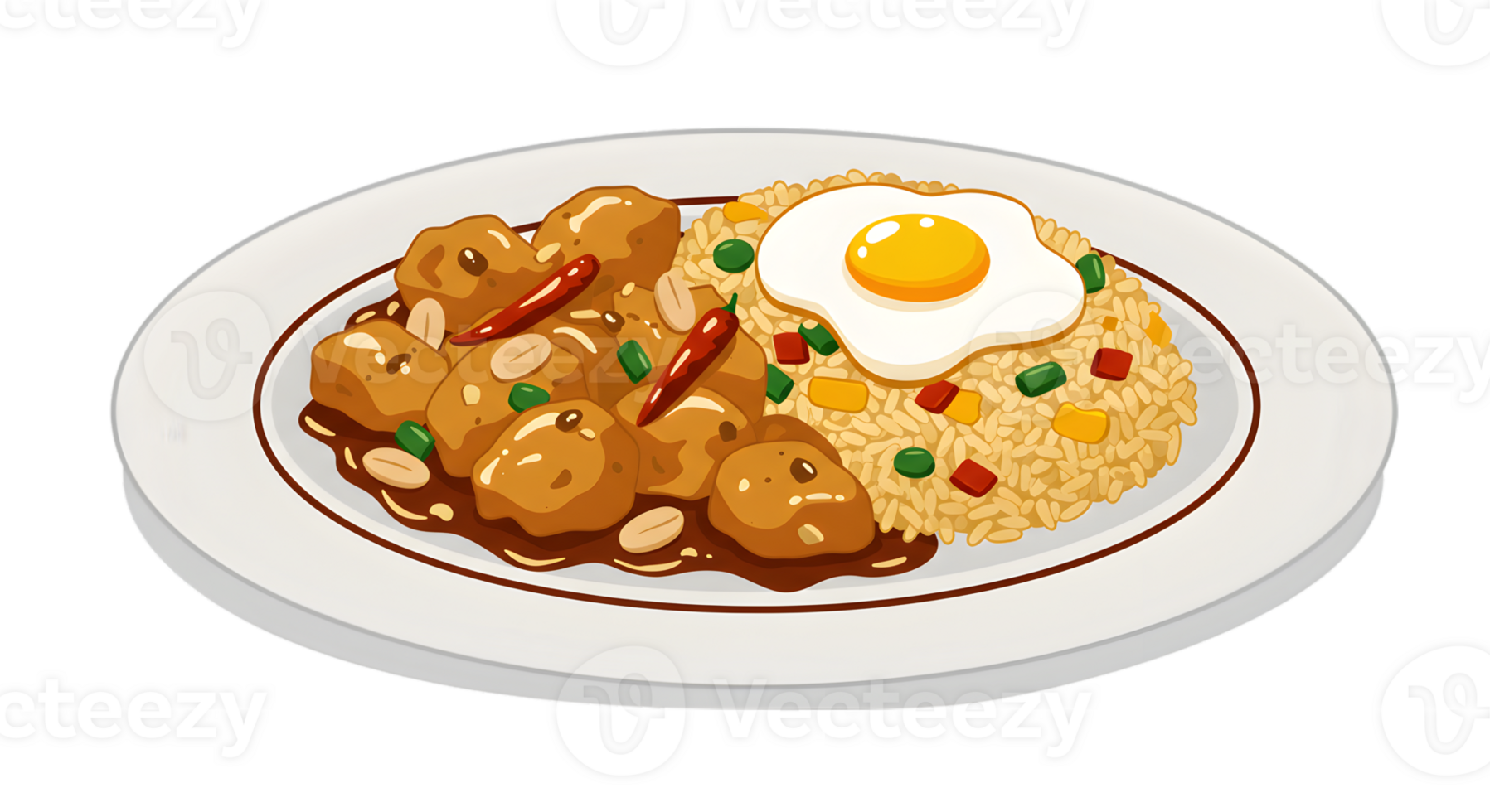 Pixelated Plate Of Chicken And Rice Dish png