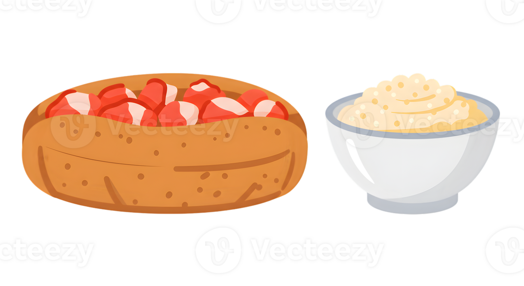 Baked Goods With Berries And Creamy Sauce png