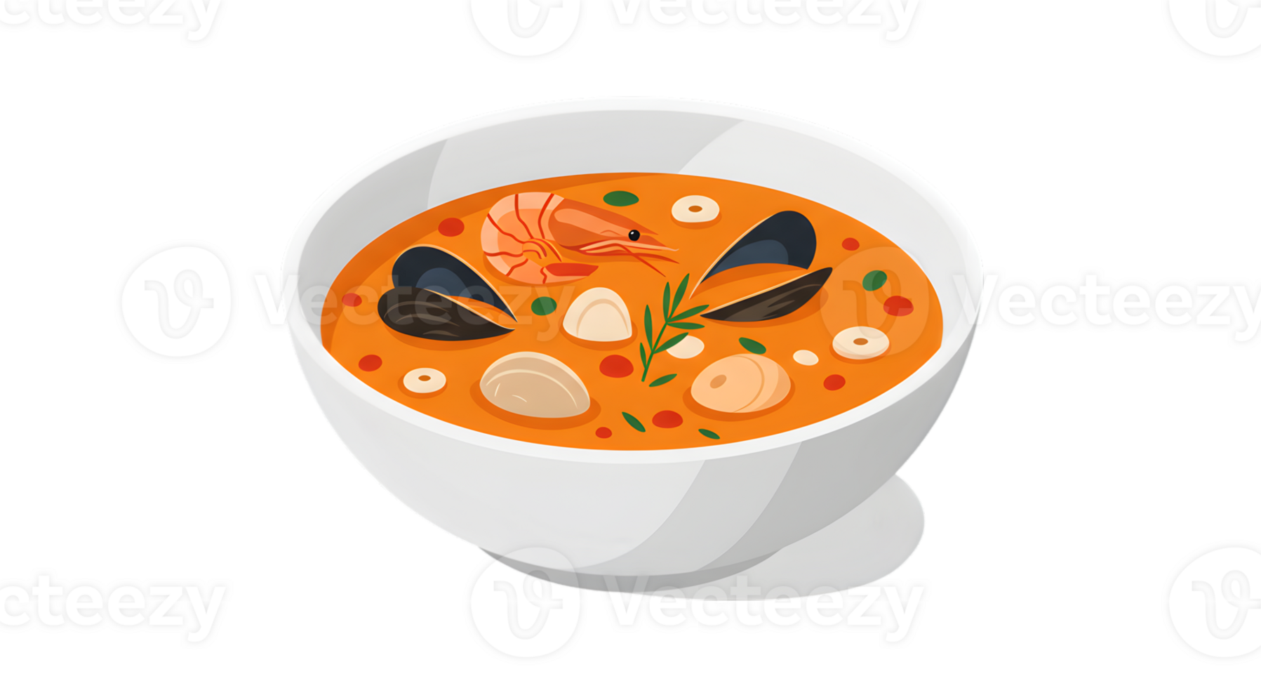 Pixel Art Seafood Soup In White Bowl png