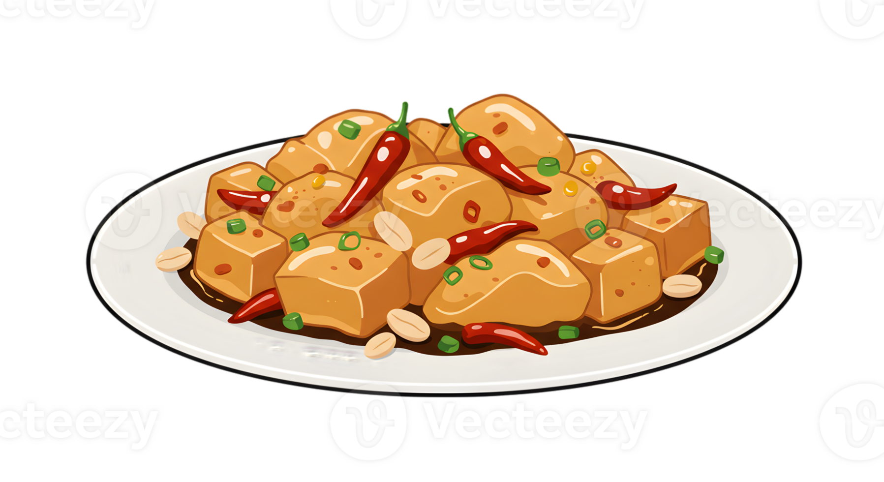 Pixel Art Of Spicy Mapo Tofu On A White Plate png
