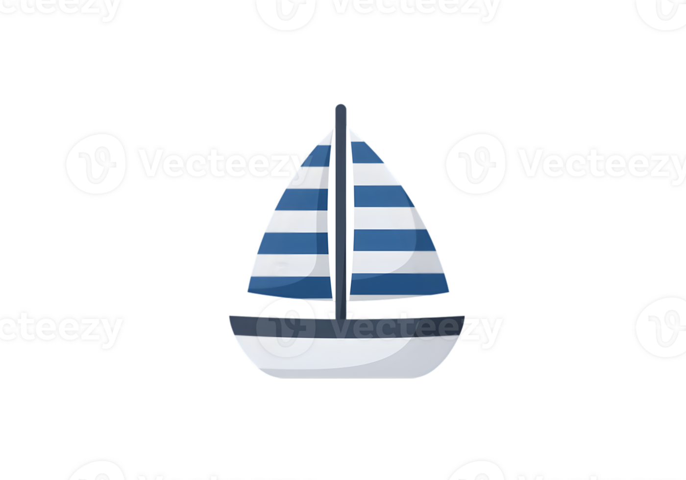Simple Sailboat Illustration In Blue And White png